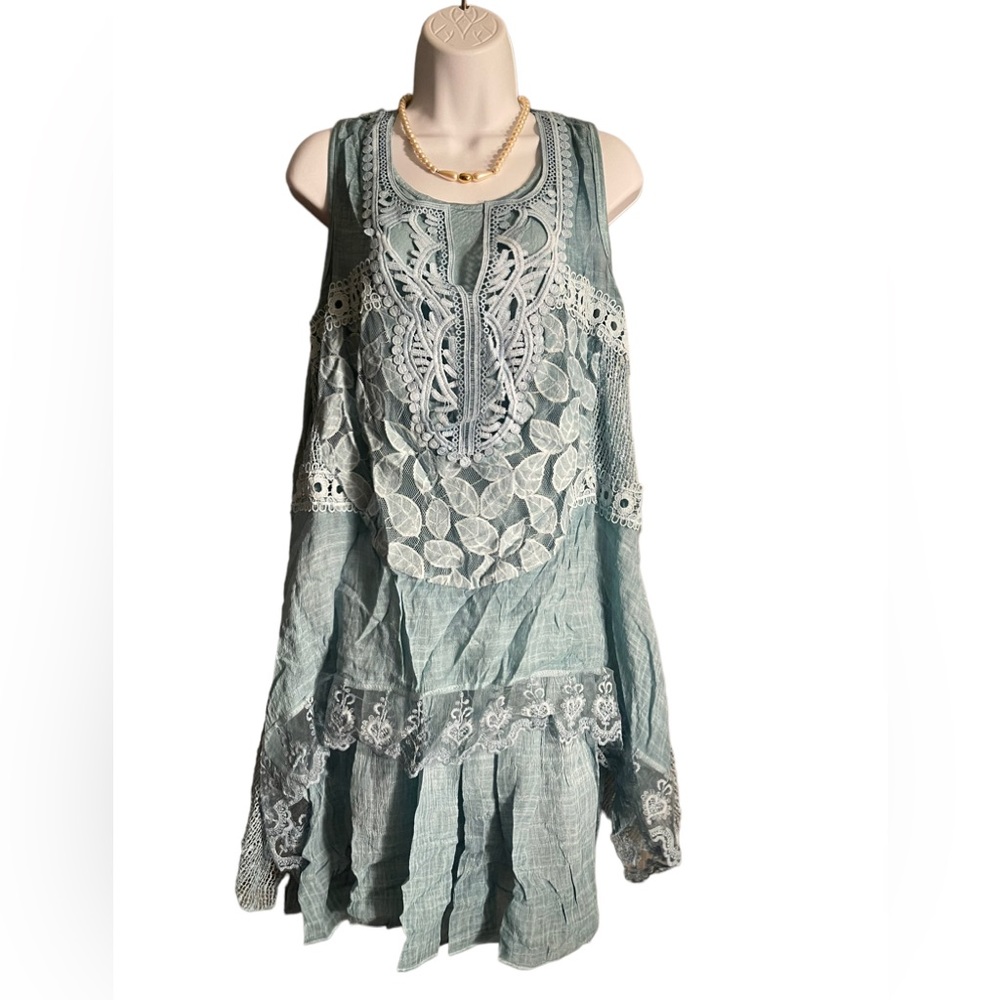 NWT. CROCHET and LACE 2 PIECE SET. BL/RD13 78607 - Picture 1 of 5